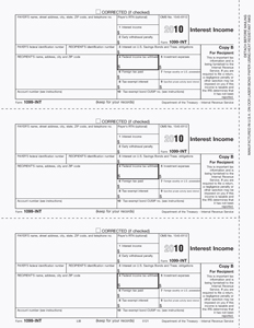 Laser 1099 Interest Income Form, Copy B 8.5" X 11"